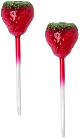 Toddmomy 2 Pièces Globes Arrosage Automatiques Verre Forme de Fraise Système Arrosage Naturel pour Plantes Intérieur et Extérieur Bulbes Réutilisables pour Hydratation Équilibrée