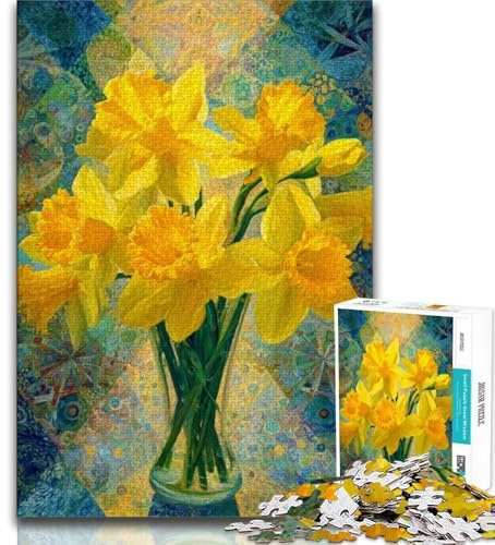 Puzzle 1000 pièces pour Adolescents Peinture de Fleurs dans Un Vase Puzzle 1000 pièces pour Adultes et Adolescents avec pièces entièrement emboîtables de Formes aléatoires pour Les Enfants de 14 Ans