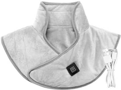 Cojín térmico para cuello, cojín térmico USB para cuello y hombros, para aliviar el dolor de cuello, hombros y espalda, 3 niveles de calor, lavable a máquina, 42 × 30 cm