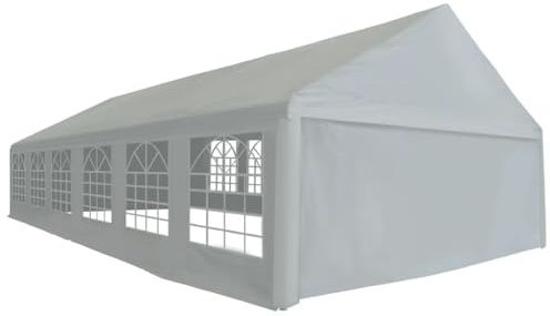 Tenda per feste in PE 6 x 12 m, colore grigio, impermeabile, con finestre, robusto telaio in acciaio, per giardino, matrimoni, campeggio ed eventi all'aperto
