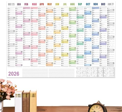 Calendario 2026 | Accesorios para planificar citas | Calendario de planificación de enero de 2026 a diciembre - Para dormitorio, viajes, trabajo, apartamento, dormitorio universitario