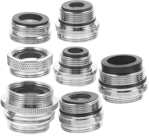 MeevrgR Juego de 7 adaptadores de grifo de cobre para fregadero de baño, compatible con manguera de jardín y rociadores de fregadero, varios tamaños de rosca (macho/hembra 3/4 pulgadas, 55/64 pulgadas