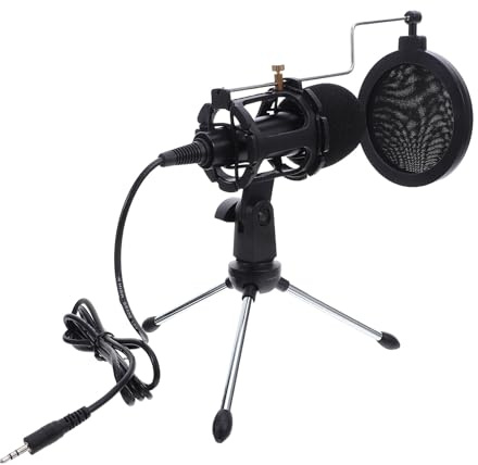 PAMINGONO Condenser Microphone 3.5mm Wired Mini Mic for PC Desktop Laptop Podcast Recording Gaming Streaming Live