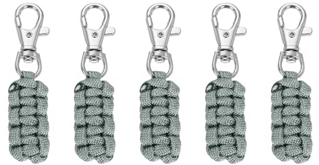 QUARKZMAN 5 Tirettes de Fermeture Éclair en Corde Nylon de 3 Pouces Gris | Prolongateur de Fermeture Éclair, Remplacement de Fermeture Éclair Tissé à Main avec Fermoir Métallique