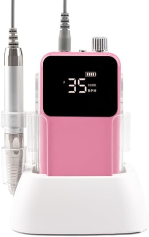 Ounfhtrttk Máquina Pulidora de Uñas Inalámbrica de Sobremesa Rectangular de 35 000 RPM, Pulidora Eléctrica de Uñas Recargable e Inalámbrica con Enchufe Europeo