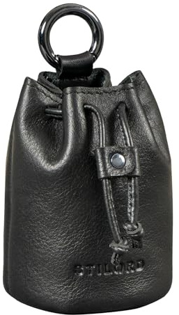 STILORD Thilo Sacchetto Pelle Piccolo con Moschettone – Portamonete Uomo, Borsellino, Portaoggetti per Monete, Dadi, Outdoor, Pouch Vintage con Scatola Regalo Colore:nero