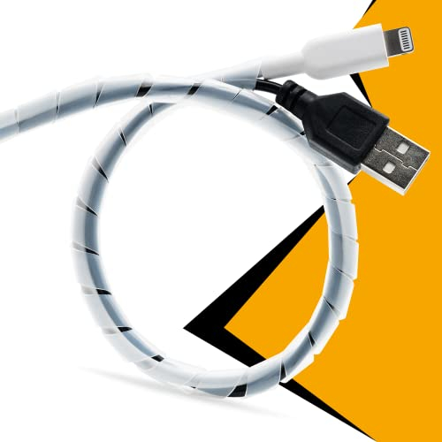 Flexowire Kabelspirale Spiralkabelschlauch 10 m 6-60 mm transparent Kabelschlauch mit Flexibler Bündelweite zum Bündeln von Kabeln z.B. am Computer, TV, HiFi-Anlage