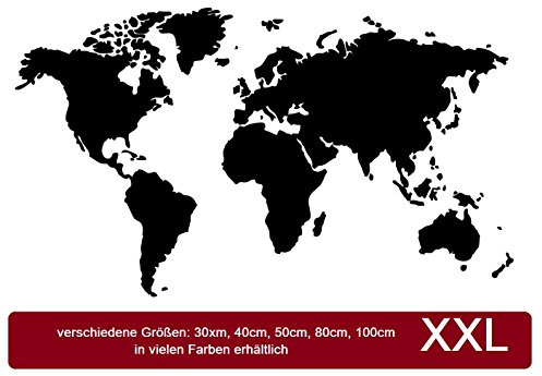 Generic Weltkarte Aufkleber XXL map of The World erhältlich in 30 bis 100cm Länge für Ihr Wohnmobil Wohnwagen Caravan oder als Wandtattoo 210/1
