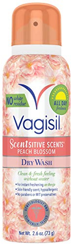Vagisil Scentsitive Scents Feminine Dry Wash Deodorant Spray for Women, Gynecologist Tested, Paraben Free, Peach Blossom, 2.6 Ounce (Pack of 1)