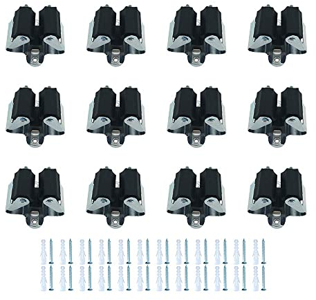 3-H Broom Holder 12 Pack,Brush Holder,Mop Holder Wall Mounted,Broom Clips for Garage Garden Shed Storage System Laundry Room Home Kitchen(Black)