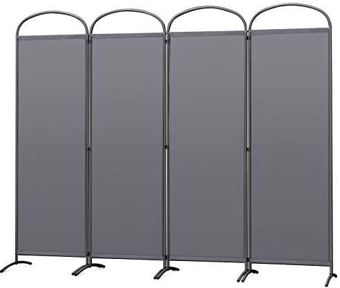 Angel Living Paravent Stellwand Sichtschutz Faltbarer Raumteiler Trennwand Sichtschut für Draußen Garten Schlafzimmer Wohnzimmer Büro Innen Außenbereich (Grau, 4 Teilig)