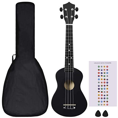 VidaXL Ukulele soprano con borsa per bambini, 23, colore: nero