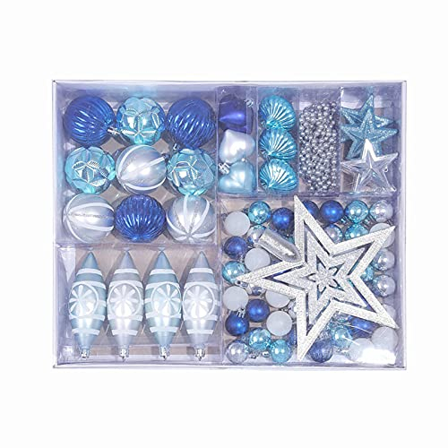 Bodhi2000 28 Weihnachtskugeln, Weihnachtskugeln zum Aufhängen, exquisit, glänzend, 3 Farben, Weihnachtsbaum-Anhänger, Dekobox für Party, Blau