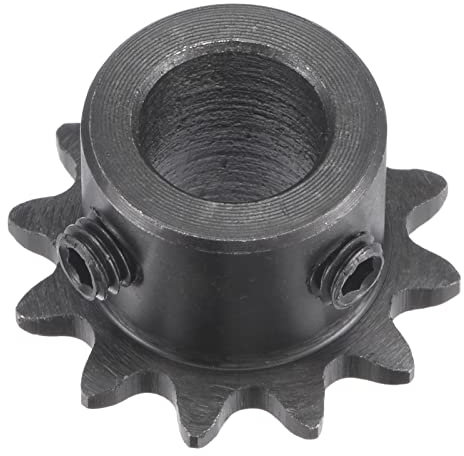 sourcing map 12 Tooth Roller Sprocket B Type, #25 Chain, Single Strand 1/4 Pitch, 10mm Bore Black Oxide C45 Carbon Steel with Set Screws for ISO 04C