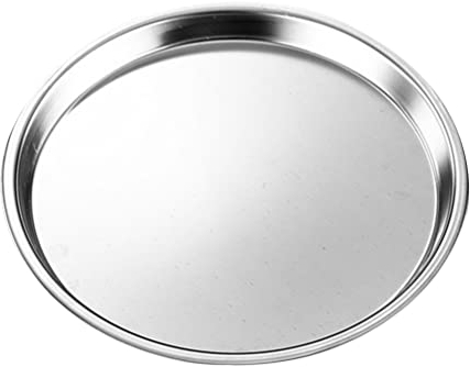 Luxshiny Metal Serving Platter - Stainless Steel Dinner Plate, 18cm Round Dinner Plate for Cold Dishes, BBQ Meat & Food Storage - Household Silver Metal Tray