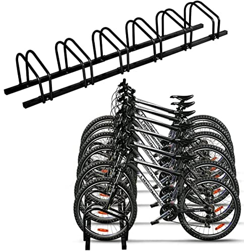 COSTWAY 4/5/6 Bike Rack, Steel Bicycle Floor Parking Stand, Cycling Garage Storage Organizer for Child, BMX, Road and Mountain Bikes