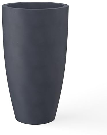 Kante 59,9 cm hoch, anthrazitfarbene Beton-Pflanzgefäße, groß, für den Innen- und Außenbereich, dekorativer Blumentopf mit Ablaufloch und Gummistopfen, moderner konischer Stil für Haus und Garten