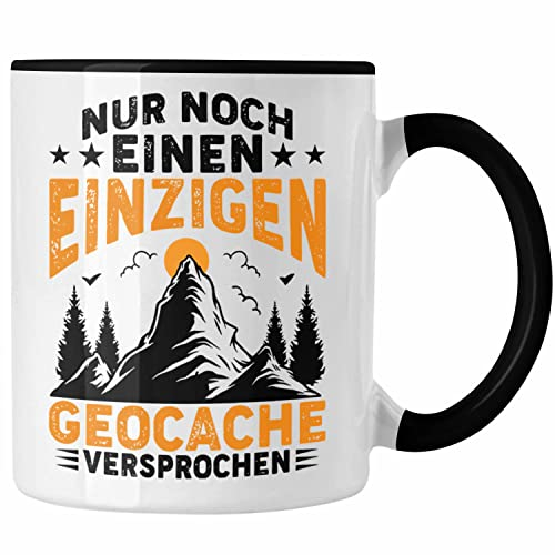 Trendation - Geocaching Tasse Geschenk Nur Noch Einen GPS-Schnitzeljag Geschenkidee Pfadfinder Geburtstag Geocacher (Schwarz)