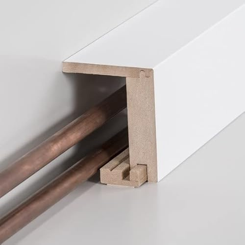 Südbrock 721.9664.31 - Battiscopa, 64 x 96 x 2500 mm, rivestimento in MDF, colore bianco, copertura per tubi, 1 pezzo