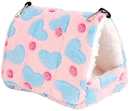 DONGKER Ratten Hängematte, Meerschweinchen Kuschelhöhle Plüsch Kuschelbett Versteckkäfig fur Kleintiere, Meerschweinchen, Chinchilla, Igel, Hamster, Ratte, Nager, Eichhörnchen (22cmx21cm, Rosa)