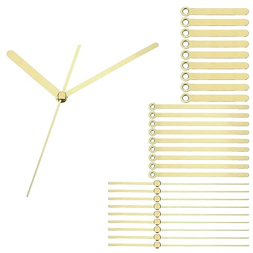 PATIKIL Reloj Manecillas Kit, 10 Juego Reloj Manecillas Kits Reloj Mecanismo Movimiento Aluminio Pared Reloj Manecillas Piezas Reemplazo para Pared Reloj Reparación Bricolaje, Oro, A01