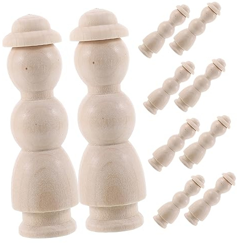CORHAD 10st Familie Holzpuppe Unbemalte Steckpuppen Leere Holzpuppe Unvollendete Puppe Diy Holzfiguren Figurenkegel Unvollendeter Puppenkörper Leerer Junge Hölzern Kind Kunsthandwerk