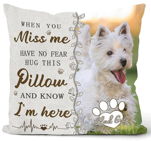 Glad Gua Personalised Pet Memorial Cushion Cover with Optional Cushion Pad, Custom Photo Dog or Cat Remembrance Gift, Sympathy Keepsake for Pet Loss