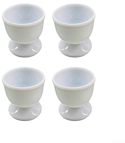 Lot de 4 coquetiers en porcelaine blanche et céramique blanc crème pour servir et profiter de vos œufs de petit-déjeuner