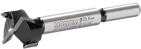 MOLLOM 15/16 (23,8mm) Punta Forstner in metallo duro | Spessore 2,0mm inserti YG8 metallo duro, utensile cerniere per legno, plastica, compensato, falegnameria precisa
