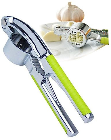 MAGICLULU Knoblauchpresse Mit Walnussöffner Handlicher Zerkleinerer Aus Edelstahl Für Knoblauch Und Ingwer Spülmaschinenfest Und Leicht Zu Reinigen Schwarzer Griff