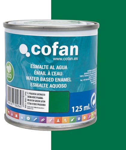 Cofan Smalto ecologico all'acqua multisuperficie | Finitura: lucida | Confezione: 125 ml (verde prateria satinato)