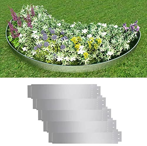 Lot de 5 bordures de jardin en acier galvanisé 100 x 20 cm