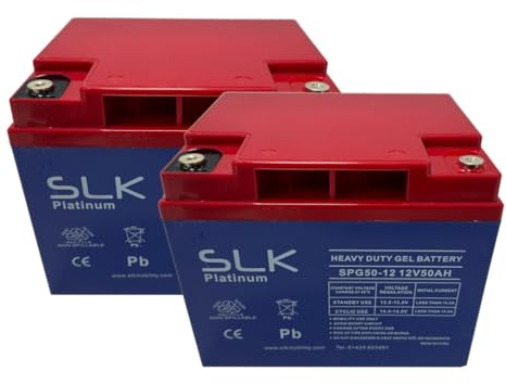 SLK Platinum Mobility Scooter GEL Battery Pair of 2 x 12v 50ah Reliable And long Lasting Replacement Batteries For Electric Scooters And Wheelchairs