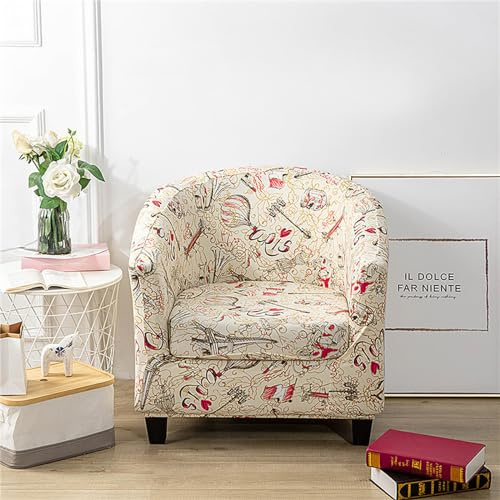 Morbuy Tub Chair Covers 2 Piece, 2 IN 1 High Stretch Club Chair Covers with Cushion Cover Soft Armchair Slipcovers for Living Room Dining Office Reception (Hot Air Balloon)