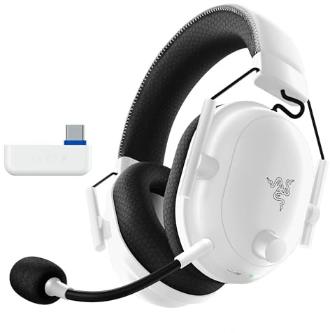 Razer BlackShark V2 Pro Wireless PlayStation Gaming Headset: 50mm Drivers - Super Wideband Mic - Noise Isolating Earcups - For PS5, Nintendo Switch 2, PC, Mac - Bluetooth, USB-C - 70hr Battery - White