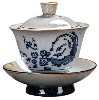 ZZTWER Chinesische Teetasse 1 Set Teeschale für Zuhause, chinesischer Stil, Teeschale mit Deckel, Teeschale im Vintage-Stil für Urlaub, Geschenk, Zuhause, Büro, Weihnachten Teetassen mit Deckel