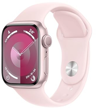 Apple Watch Series 9 (GPS, 41mm) - Aluminiumgehäuse Rosé mit Sportarmband Rosé, S/M (Generalüberholt)