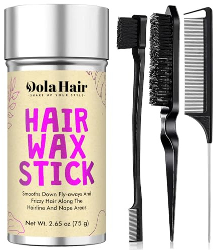 Dolahair Hair Wax Stick - Flyaway Control and Styling Pomade for Kids, Women, and Men - Accessorie Slick Back Hair Brush Kit Hair Bun Maker (Pack of 4)
