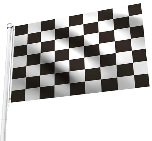 Bandera a Cuadros Negros y Blancos,90x150 cm Bandera de Carreras Automoviles,Negro y Blanco Bandera,Banderas de Carrera a Cuadros,Bandera De Coche De Carreras,Poliéster con Ojales de Metal Integrados