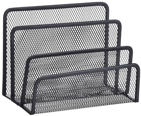 MYSUNBAR 2 Stück Briefhalter Schreibtisch, Schreibtisch-Organizer Metall Schwarz, Briefsortierer Organizer mit 3 Fächern, Briefbox Briefhalter, Schreibtischorganizer für Arbeitzimmer