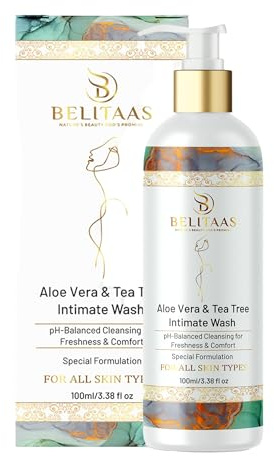 Belitaas Intimwaschlotion für Frauen (100ml/3.38 fl oz) | pH-neutrale Intimhygiene mit Aloe Vera, Teebaum und Neem | Geruchskontrolle, beruhigende und sanfte tägliche Reinigung