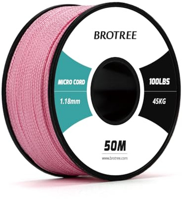 Brotree Micro Corde Paracorde 1,18mm 50M Cordon Tressé Bobine - 45KG Max | Noir, 100% Polyester, Pour Bracelet, Bricolage, Manualidades, Collier Chien, Carillons, Bijoux, DIY