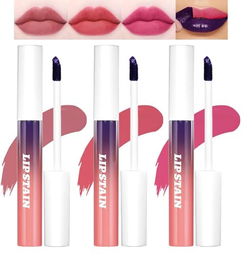 Tinta Labbra Peel Off, 3 Colori Lip Stain Peel Off Matte Brown Lip Liner, Lip Liner Tattoo per Labbra, Lucidalabbra nudo Impermeabile di Lunga Durata Tatuaggio Altamente Pigmentato Lip Tint Stain