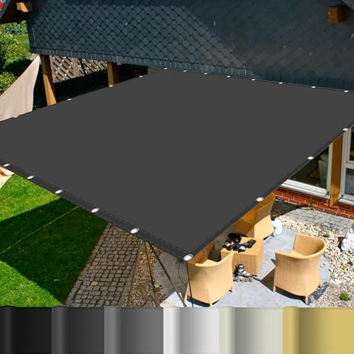 Vela Ombreggiante Rettangolare 4 x 8 m Resistenza Allo Strappo Telo Parasole Protezione Solare per Balcone per Esterno, Giardino e Terrazza, Piscina, Grigio Scuro