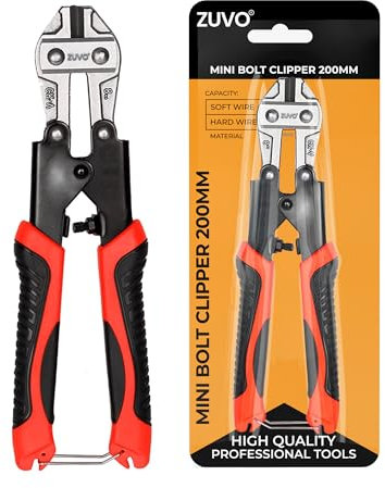 Zuvo Tagliabulloni professionale resistente da 20,3 cm per lucchetti, catene e metallo, strumento manuale compatto e durevole per taglio di precisione con facilità