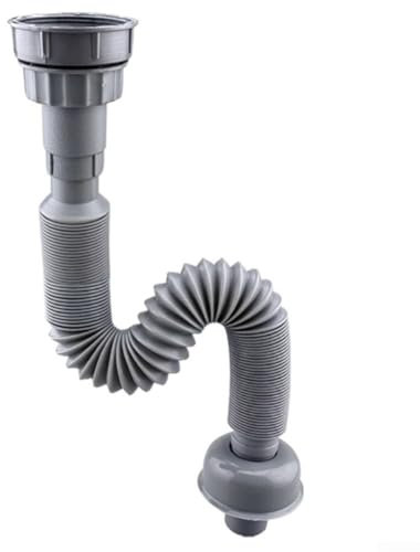 Feegow Expandable Trap Kitchen Sink Drain Pipe for 32mm, 45mm, and 56mm Interfaces, Grey Drain Fitting Odour-Proof Sink Waste Trap for Efficient Drainage