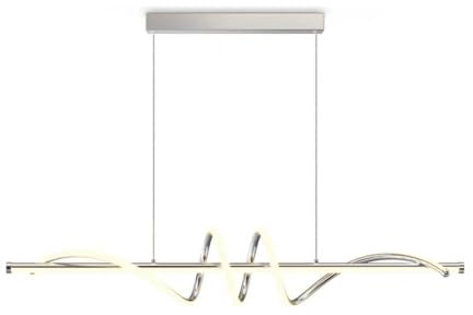 Moderne LED Esstisch Pendelleuchte, 3000K/4000K/6000K 10%–100% Farbtemperatur Lampe Hängend, Dimmbar mit Fernbedienung Hängelampe für Küche, Wohnzimmer, Esszimmer, Schlafzimmer- Chrome Silber 120CM
