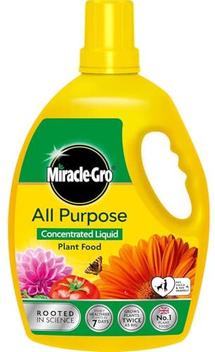 Miracle Gro All Purpose Plant Food Concentrate 2.5L Indoor Outdoor Fertiliser for Flowers, Veg Houseplants Promotes Growth, Strong Roots, Blooms Garden Liquid Feed Yellow - 1 Pack (2.5L)
