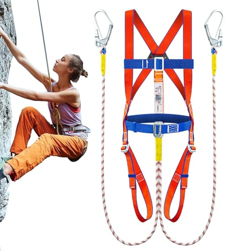 Générique Kit De Protection Anti-Chute Avec Harnais De Sécurité | Harnais De Travail Robuste Pour Corps Entier - Équipement Arboriste Ergonomique Avec Longe Absorbante Pour Élagage