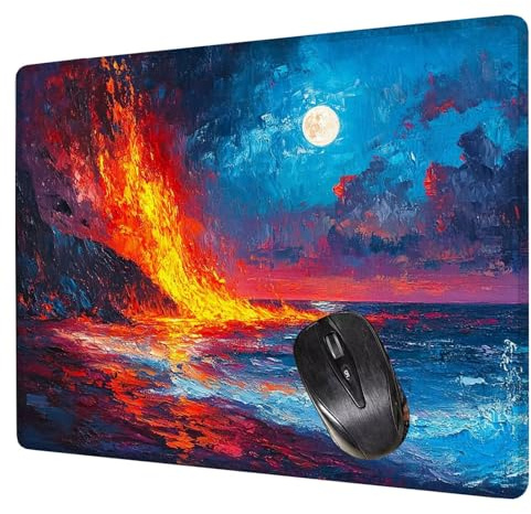 Alfombrilla Ratón Rojo Mouse Pad Luna Alfombrilla Escritorio, 40x30x0.3cm Tapete Rato, con Base de Goma Antideslizante, Mejora la precisión y la Velocidad Pequeña Mousepad Portátil para Gaming H0-183